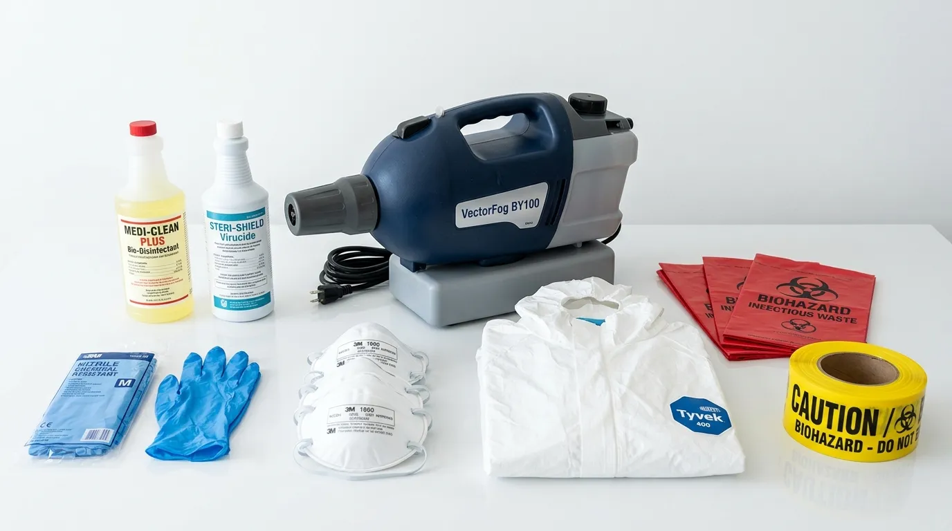 Professional biohazard remediation crew working in East Porterville